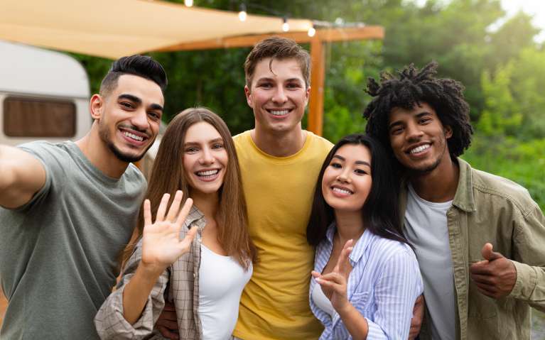 A group of friends smiling after a dental visit in Temple, TX