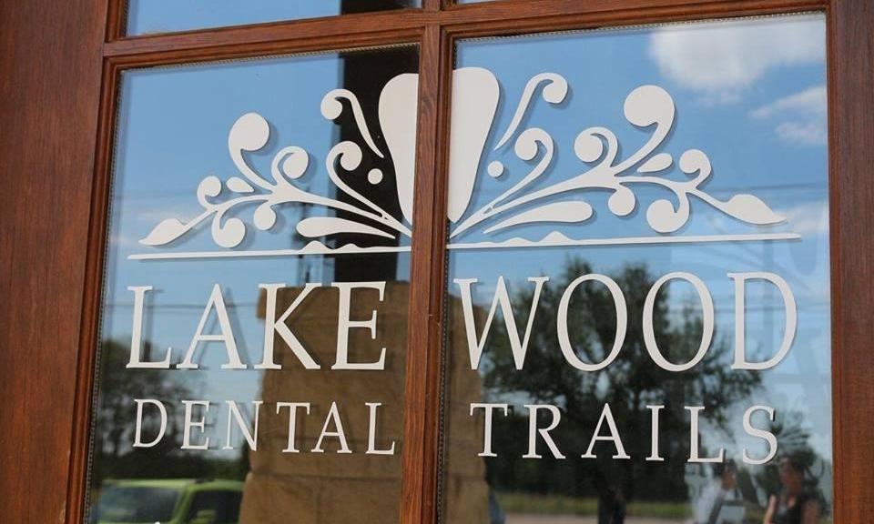 Lakewood dental trail logo on window panes